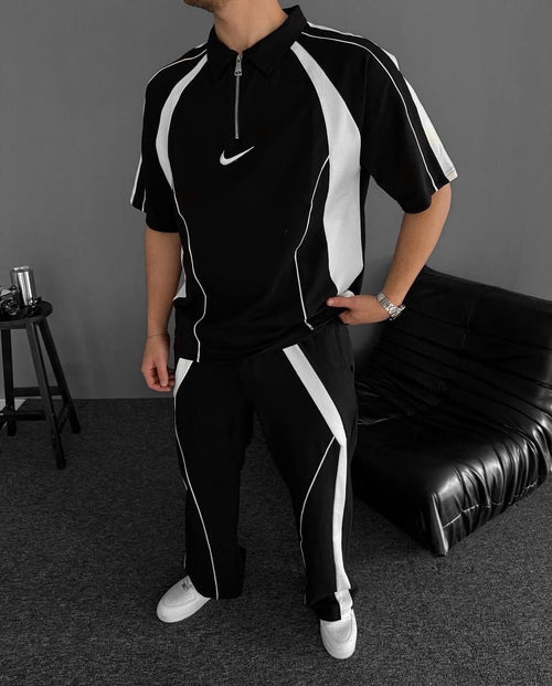 طقم رياضي رجالي عصري بتصميم رياضي مميز (Polo Zip Tracksuit)